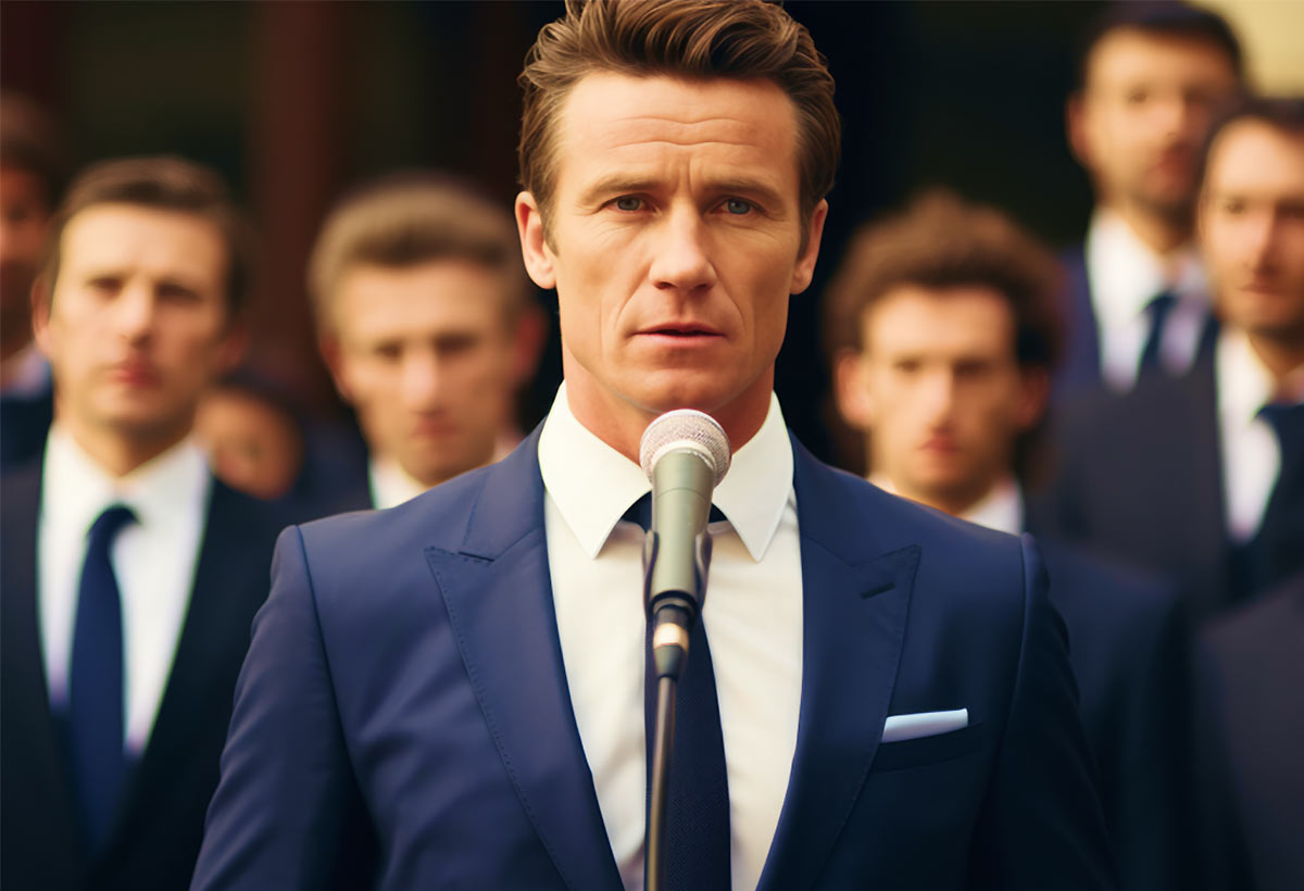 Man Talking on Microphone Man Talking on Microphone